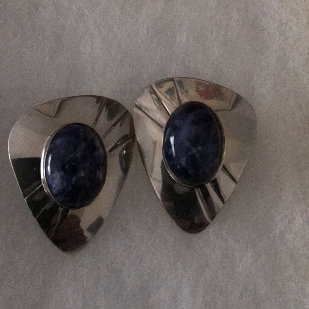 Silver and Blue stone earrings